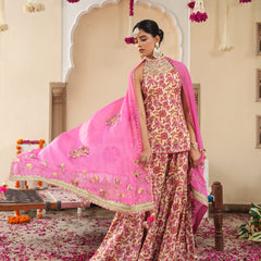 Petaline Pink Cosmos Sharara Set