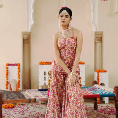 Petaline Pink Cosmos Sharara Set - Indianvirasat