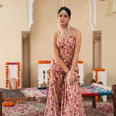 Petaline Pink Cosmos Sharara Set