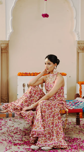 Petaline Pink Cosmos Sharara Set