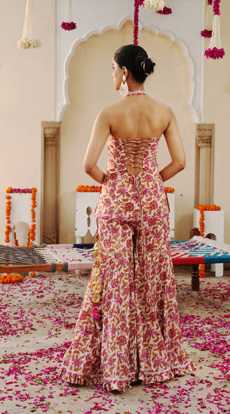 Petaline Pink Cosmos Sharara Set
