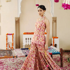 Petaline Pink Cosmos Sharara Set - Indianvirasat