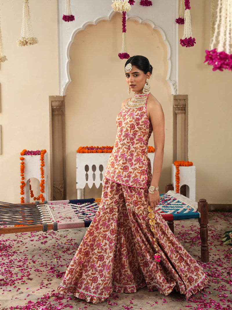 Petaline Pink Cosmos Sharara Set