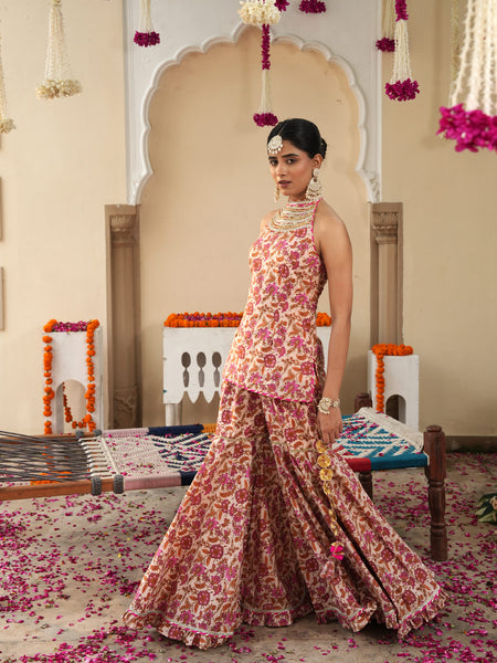 Petaline Pink Cosmos Sharara Set