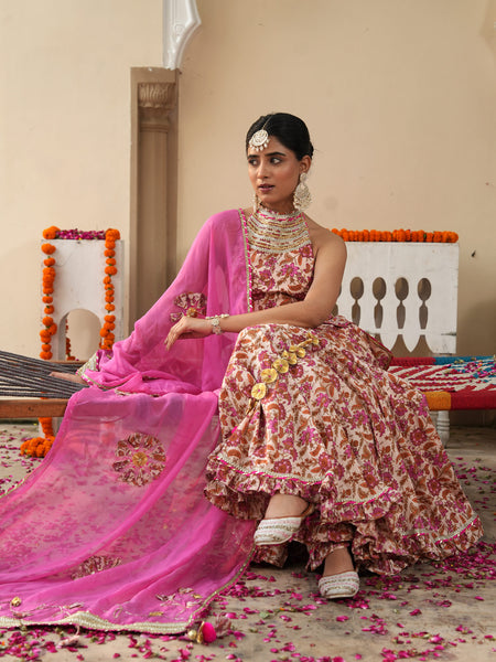 Petaline Pink Cosmos Sharara Set