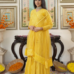 Saba Yellow Cotton Ethnic dress Set