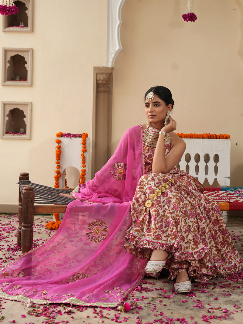 Petaline Pink Cosmos Sharara Set