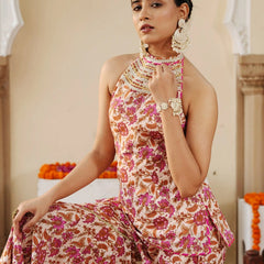 Petaline Pink Cosmos Sharara Set - Indianvirasat