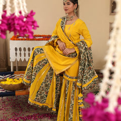 Orvina Yellow Sharara Set