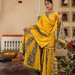 Orvina Yellow Sharara Set