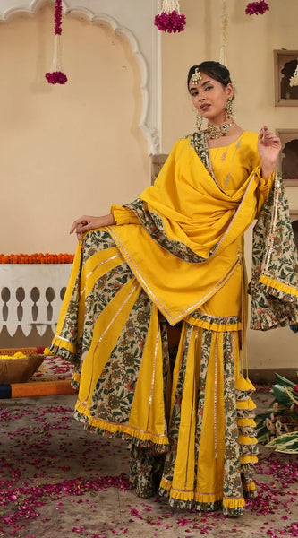Orvina Yellow Sharara Set