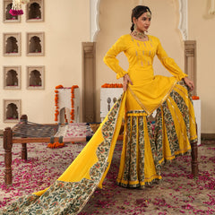 Orvina Yellow Sharara Set