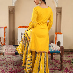 Orvina Yellow Sharara Set