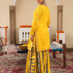 Orvina Yellow Sharara Set