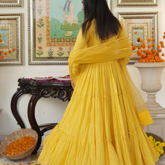 Saba Yellow Cotton Ethnic dress Set