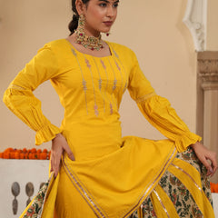 Orvina Yellow Sharara Set