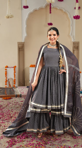 Mirzaa Grey Sharara Set