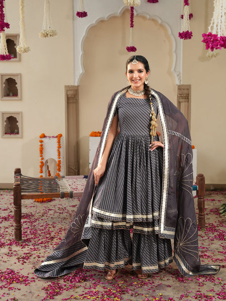 Mirzaa Grey Sharara Set