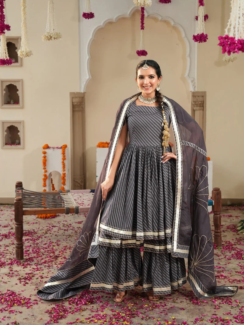 Mirzaa Grey Sharara Set - Indianvirasat