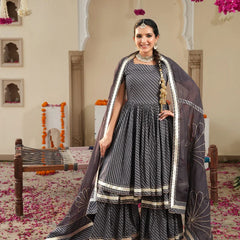 Mirzaa Grey Sharara Set - Indianvirasat