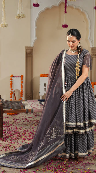 Mirzaa Grey Sharara Set