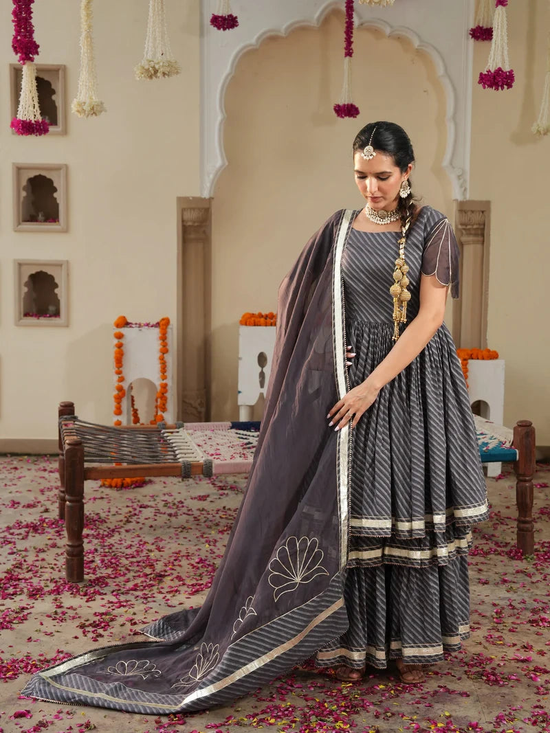 Mirzaa Grey Sharara Set - Indianvirasat