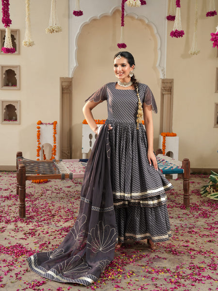 Mirzaa Grey Sharara Set