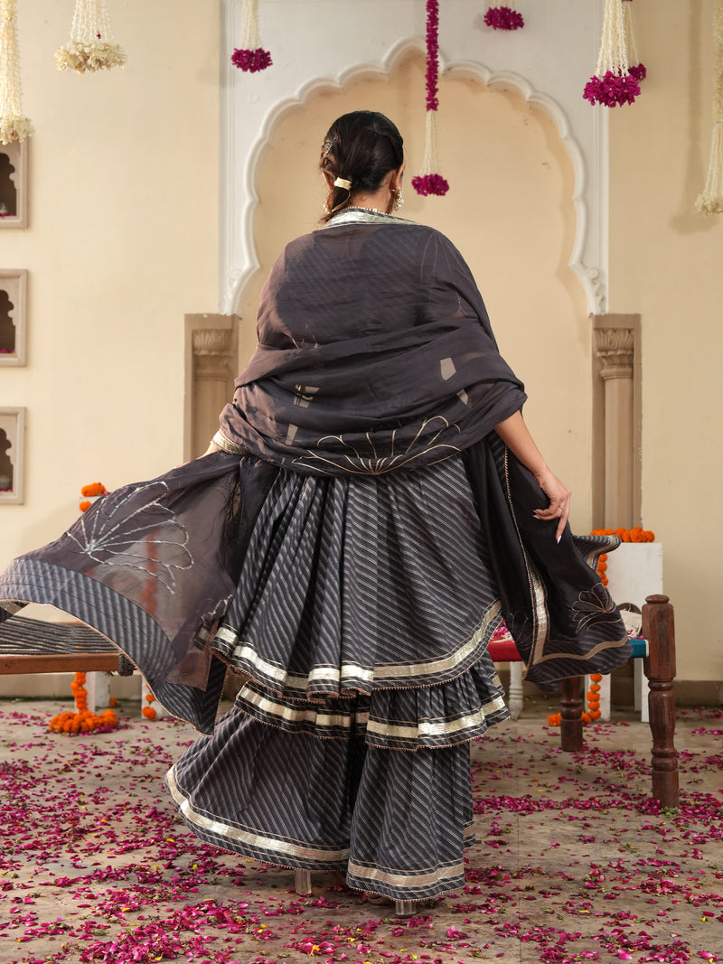 Mirzaa Grey Sharara Set