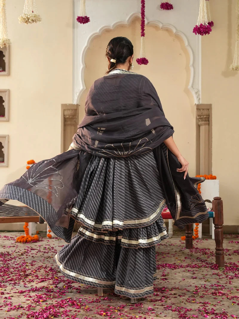 Mirzaa Grey Sharara Set - Indianvirasat