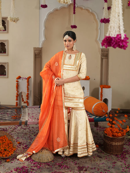 Ivory Sheeshmahal Sharara Set