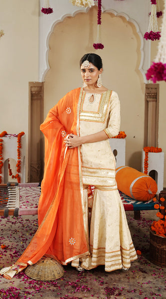 Ivory Sheeshmahal Sharara Set