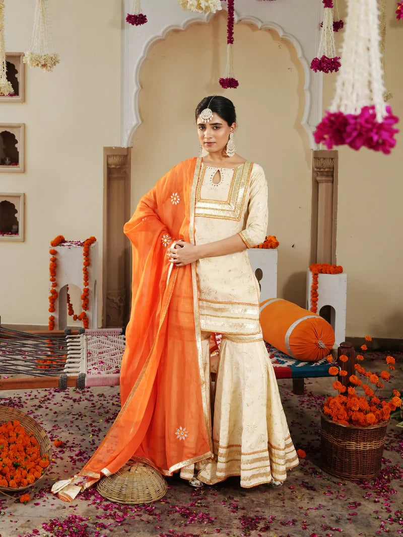 Ivory Sheeshmahal Sharara Set - Indianvirasat