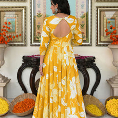 Daffodil Shine Floral Printed Anarkali Set with Dupatta