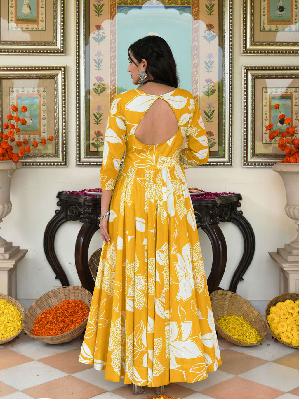 Daffodil Shine Floral Printed Anarkali Set with Dupatta - Indianvirasat