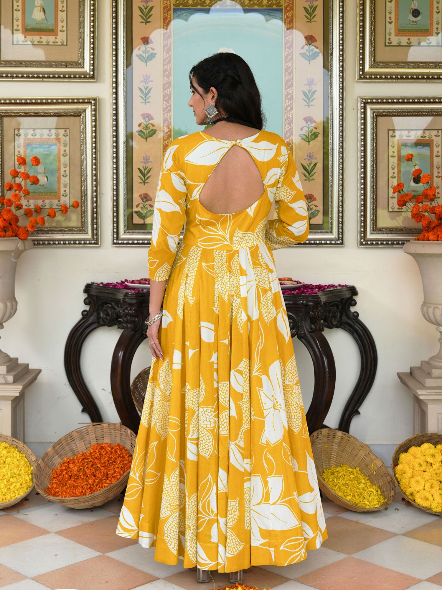Daffodil Shine Floral Printed Anarkali Set with Dupatta - Indianvirasat