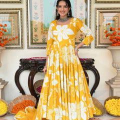 Daffodil Shine Floral Printed Anarkali Set with Dupatta