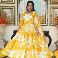 Daffodil Shine Floral Printed Anarkali Set with Dupatta