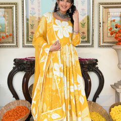 Daffodil Shine Floral Printed Anarkali Set with Dupatta