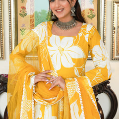Daffodil Shine Floral Printed Anarkali Set with Dupatta