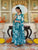 Anakali Suit Set Turquoise Color Printed with Dupatta