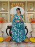 Anakali Suit Set Turquoise Color Printed with Dupatta