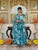 Anakali Suit Set Turquoise Color Printed with Dupatta