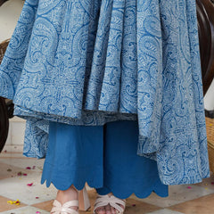 Marshall Blue Printed Anakali Suit Set with Dupatta