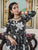 Embellished Black Floral Print Anakali Suit Set with Dupatta