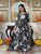 Embellished Black Floral Print Anakali Suit Set with Dupatta
