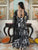 Embellished Black Floral Print Anakali Suit Set with Dupatta