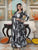Embellished Black Floral Print Anakali Suit Set with Dupatta