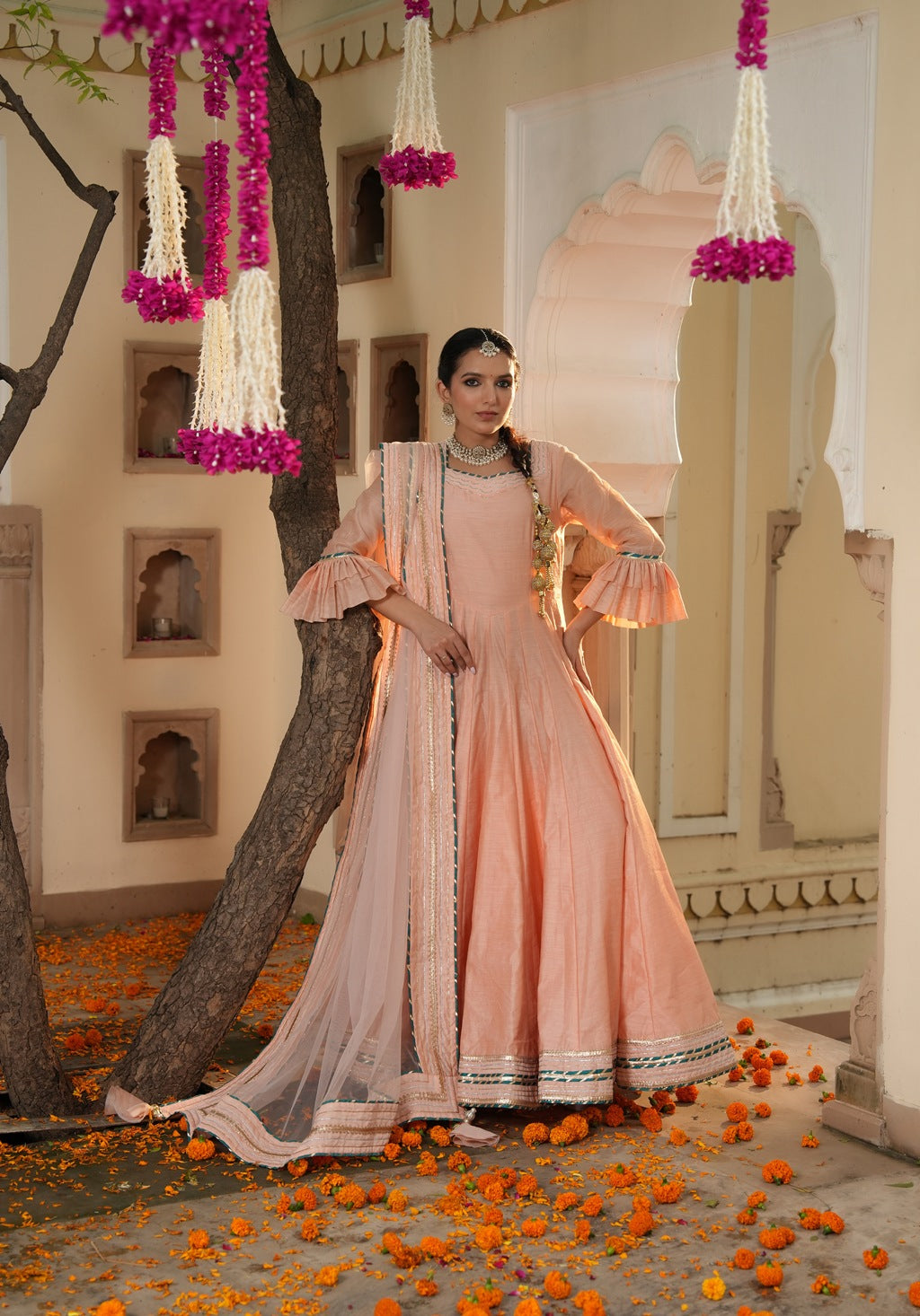 Meher Peach Ethnic Dress