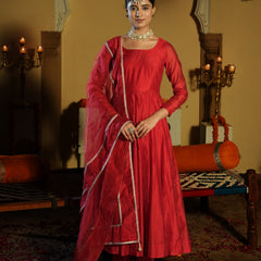 Soundarya Red Anarkali Suit Set
