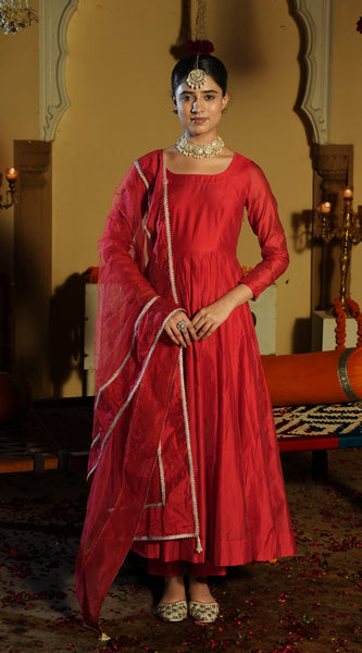 Soundarya Red Anarkali Suit Set